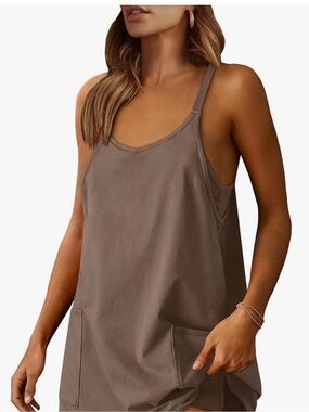 Amazon Women’s Beige Sleeveless Pocket Mini Dress